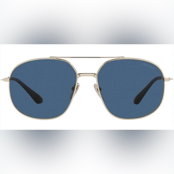 Prada Women’s Aviatior Sunglasses Gold‎ Frame Blue Tint Authentic w/Case - Picture 1 of 16